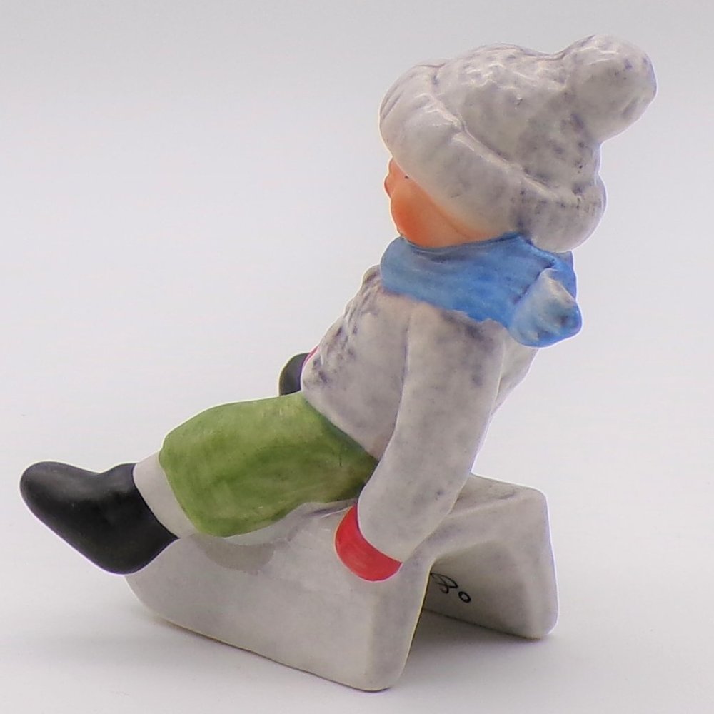 Boy on Sled Ceramic Figurine by Goebel - Picture 9 of 15